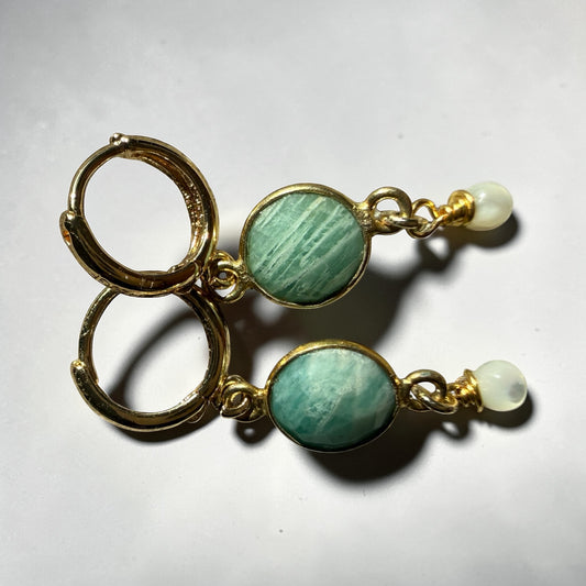Amazionite & Mother of Pearl Earrings
