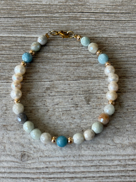 Amazionite & Pearl Bracelet